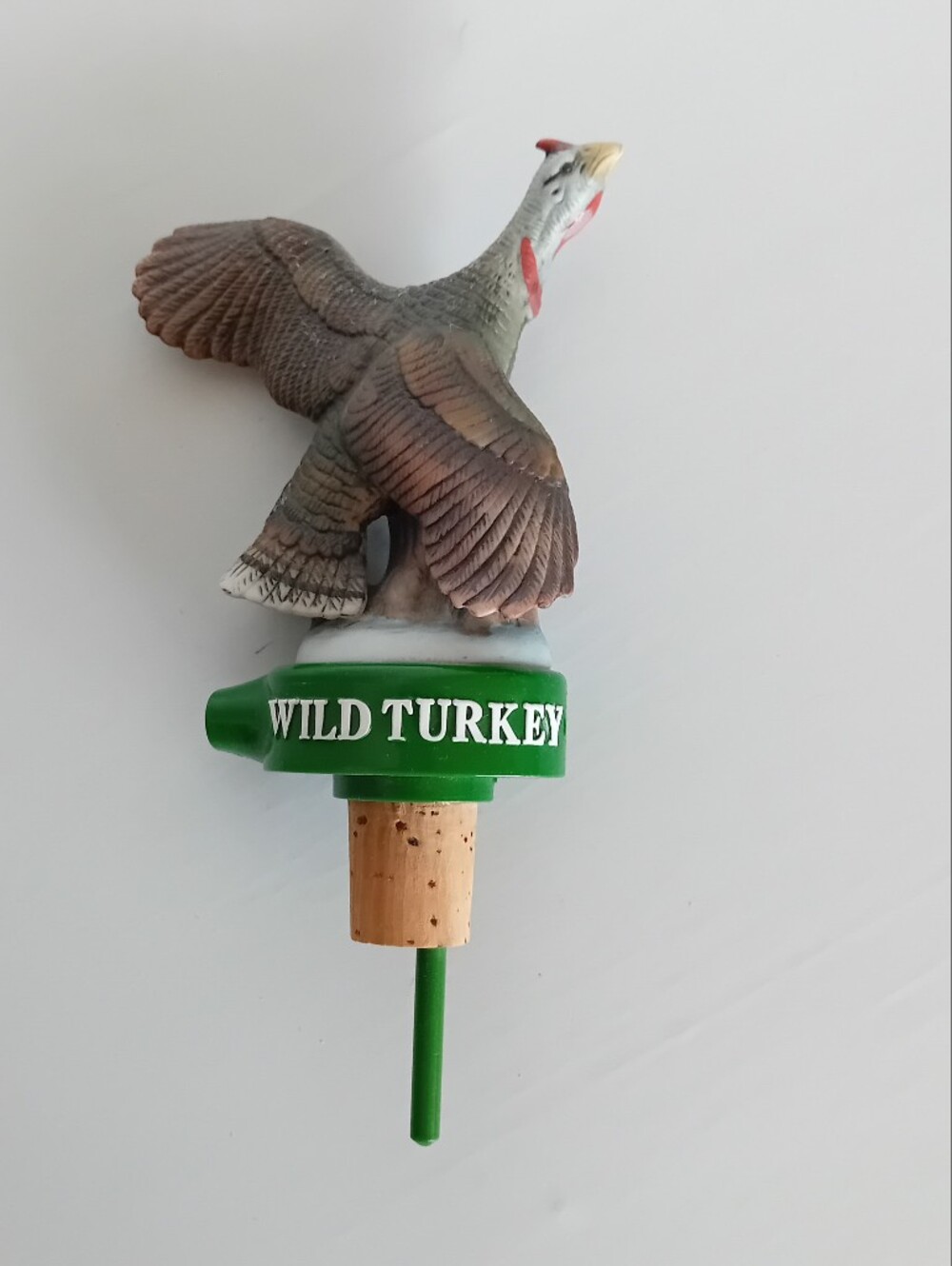 Vintage Wild Turkey Whiskey Bottle Pour Spout Stopper Topper - Brown & Green